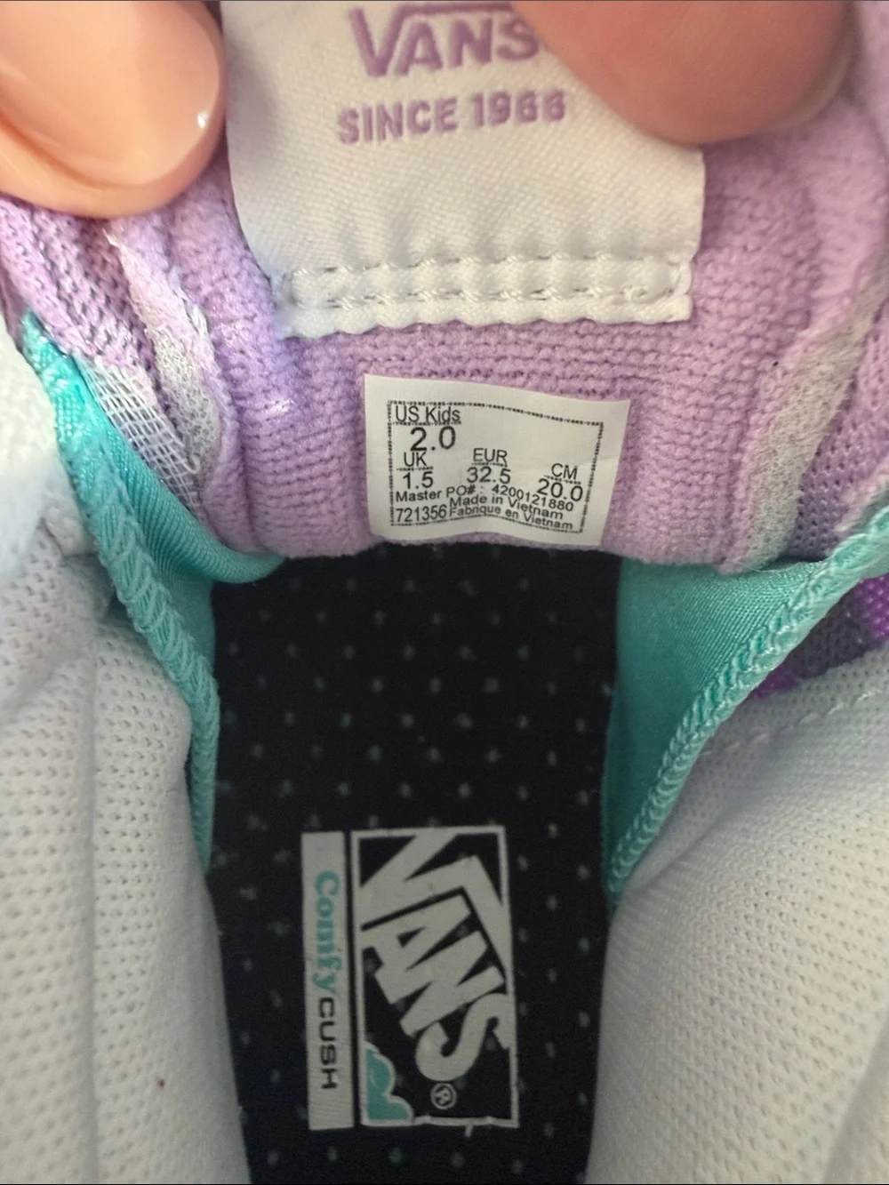 Vans Kids High-Top Skate Shoe — Lavender with Iridescent Accent